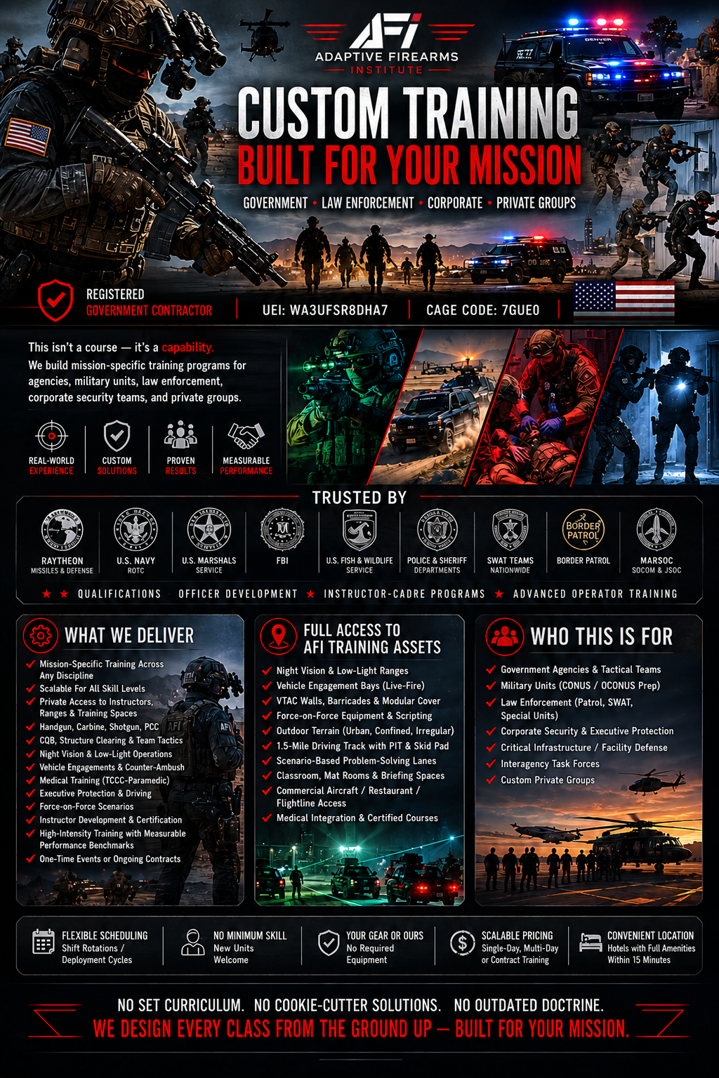 Adaptive Firearms Institute custom government, military, and law enforcement training capabilities